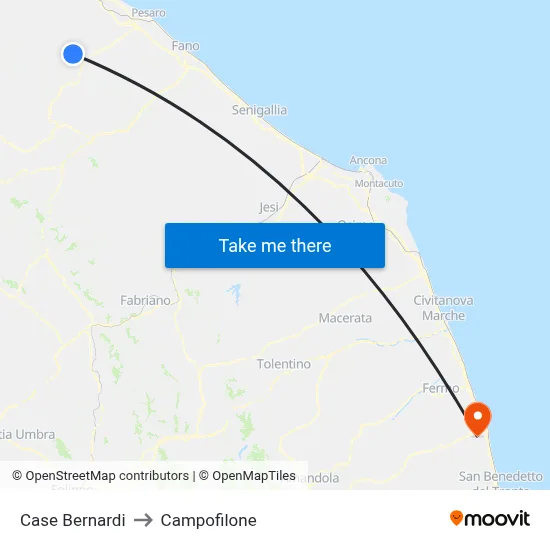 Case Bernardi to Campofilone map