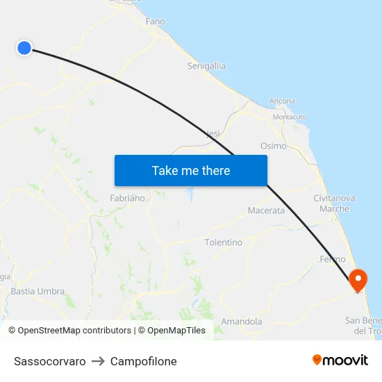 Sassocorvaro to Campofilone map