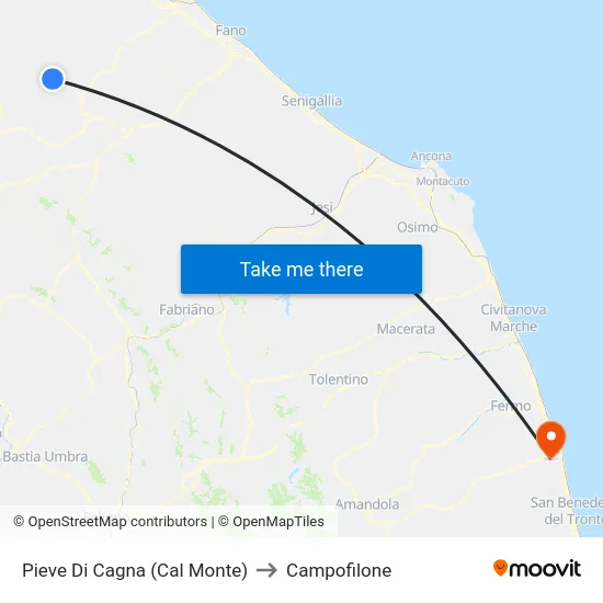 Pieve Di Cagna (Cal Monte) to Campofilone map