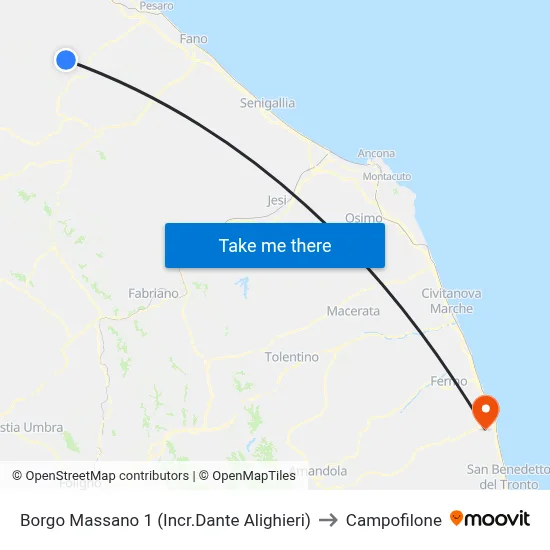 Borgo Massano 1 (Dante Alighieri Junction) to Campofilone map
