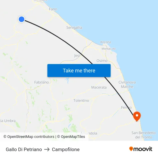 Gallo Di Petriano to Campofilone map