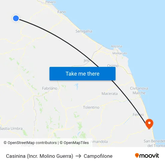 Casinina (Molino Guerra Junction) to Campofilone map