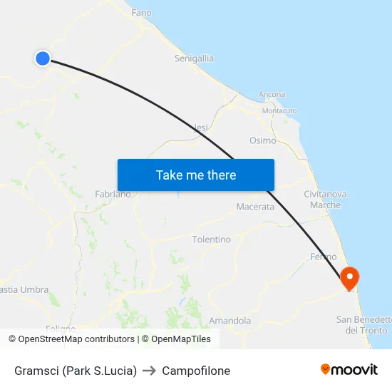 Gramsci (St. Lucia Park) to Campofilone map