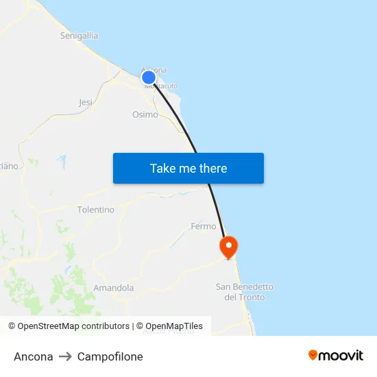 Ancona to Campofilone map