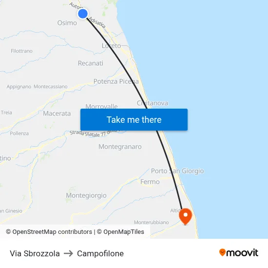 Via Sbrozzola to Campofilone map