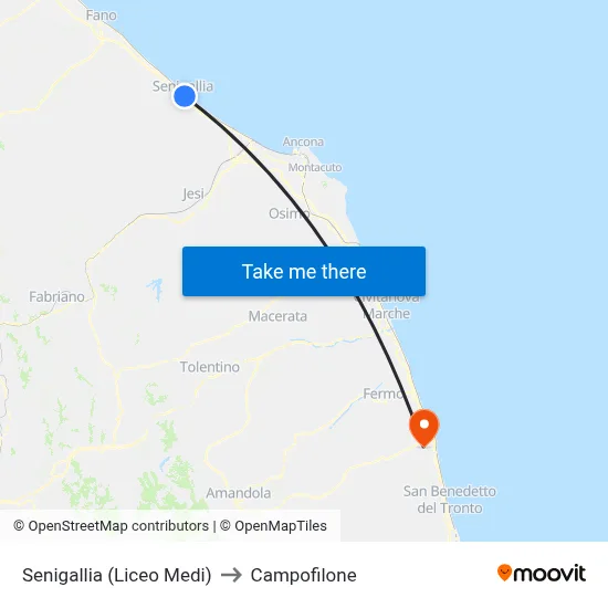 Senigallia (Medi High School) to Campofilone map