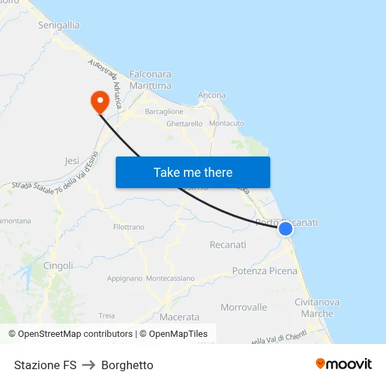 Railway Station to Borghetto map