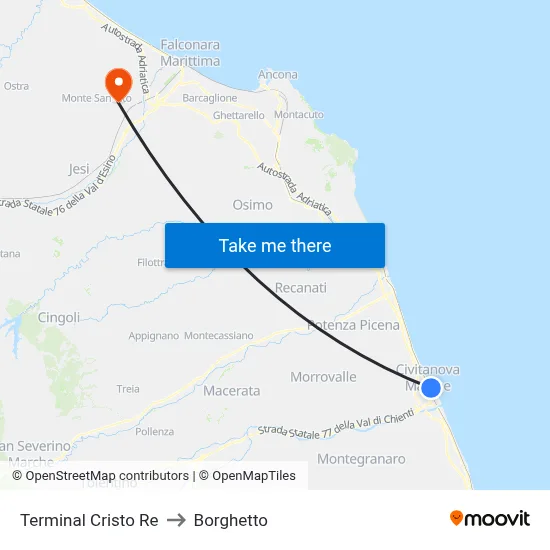 Cristo Re Terminal to Borghetto map