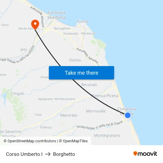 Umberto I Avenue to Borghetto map