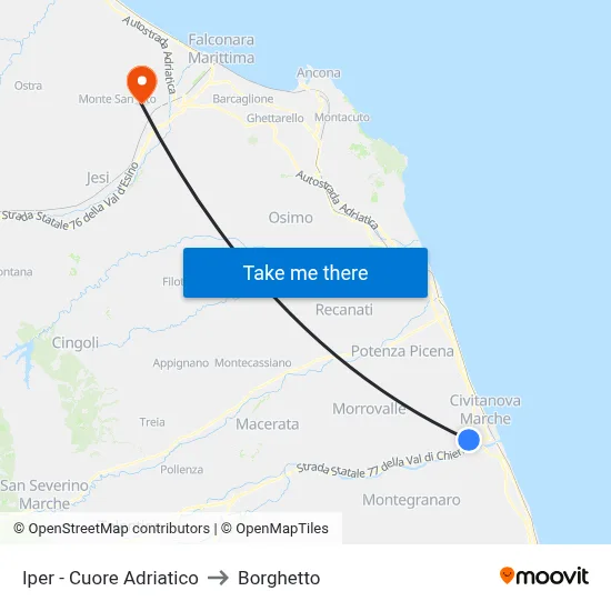 Iper - Cuore Adriatico to Borghetto map
