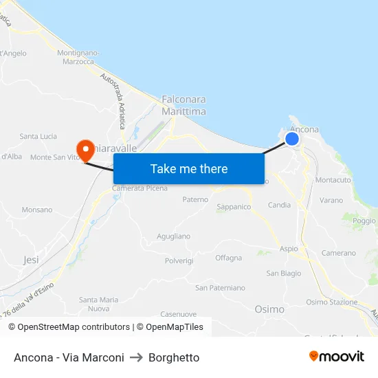 Ancona - Via Marconi to Borghetto map