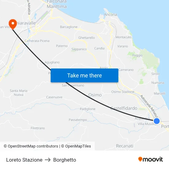 Loreto Station to Borghetto map
