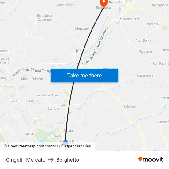 Cingoli - Market to Borghetto map