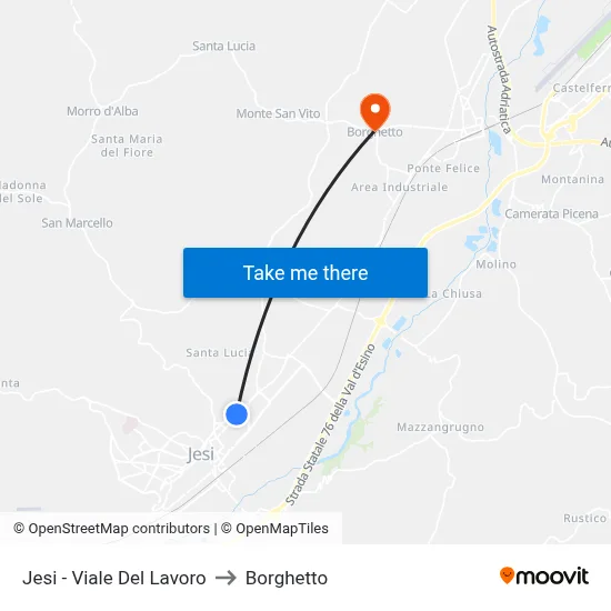 Jesi - Work Avenue to Borghetto map