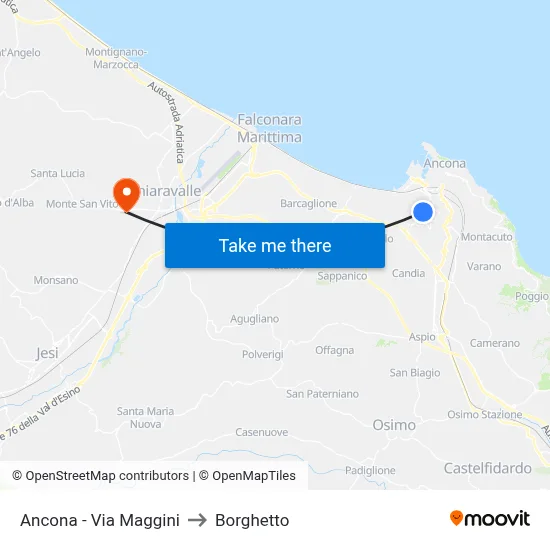 Ancona - Maggini Street to Borghetto map