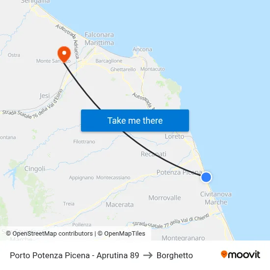 Porto Potenza Picena - Aprutina 89 to Borghetto map