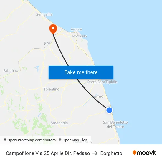Campofilone Via 25 April Dir. Pedaso to Borghetto map