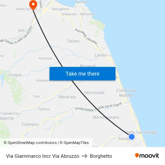 Giammarco Street Abruzzo Street Junction to Borghetto map