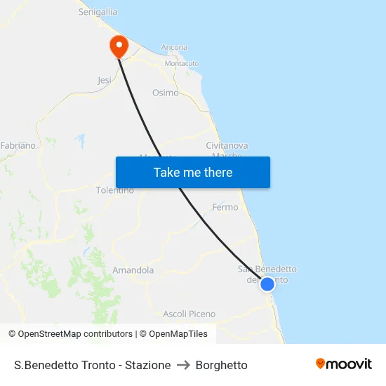 San Benedetto Tronto - Station to Borghetto map
