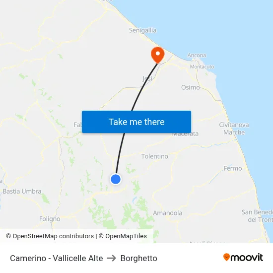 Camerino - Upper Vallicelle to Borghetto map