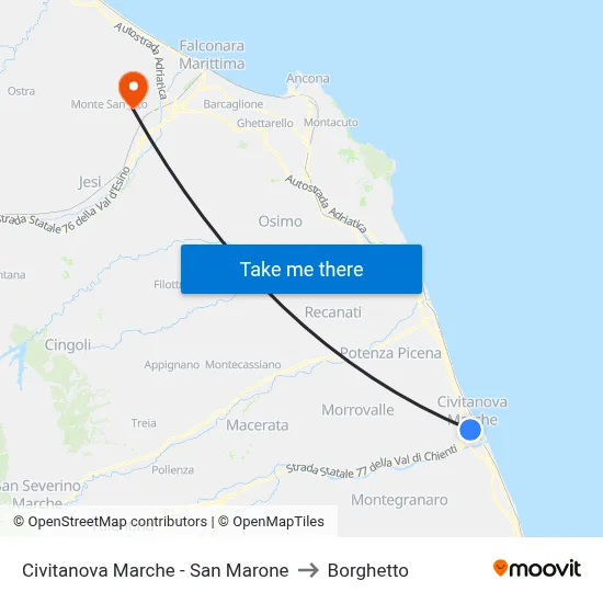 Civitanova Marche - San Marone to Borghetto map