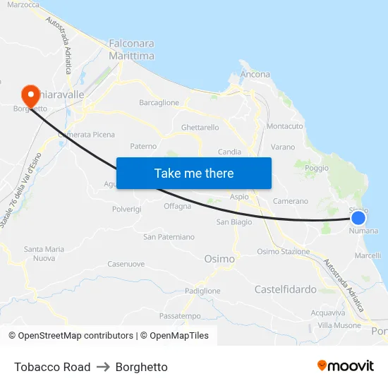 Tobacco Road to Borghetto map