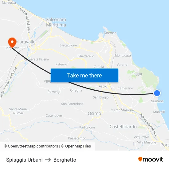 Urbani Beach to Borghetto map