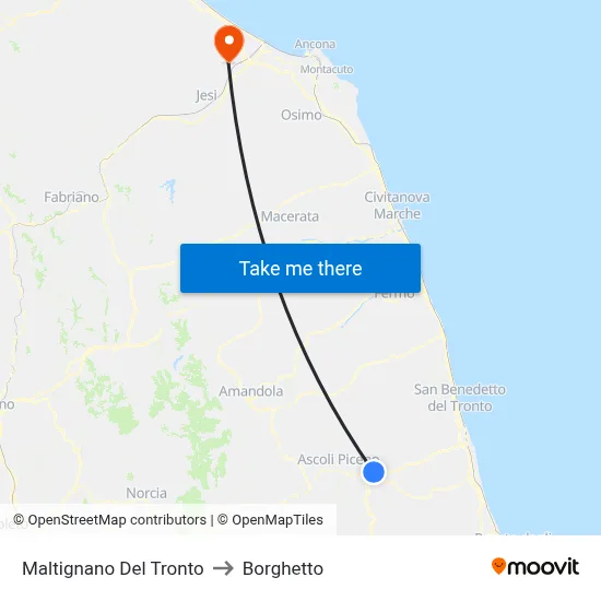 Maltignano Del Tronto to Borghetto map