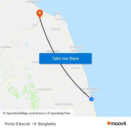 Porto D'Ascoli to Borghetto map