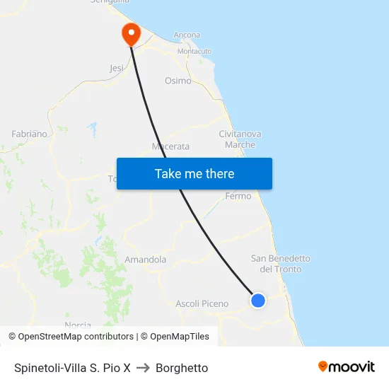 Spinetoli-Villa St. Pius X to Borghetto map