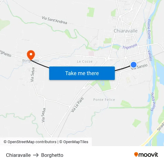 Chiaravalle to Borghetto map