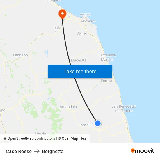 Red Houses to Borghetto map