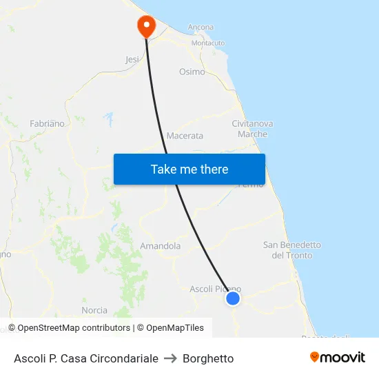 Ascoli Prison to Borghetto map
