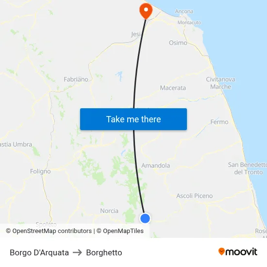 Borgo D'Arquata to Borghetto map