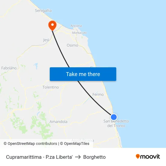 Cupramarittima - Liberty Square to Borghetto map