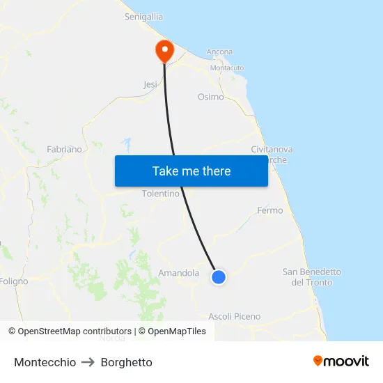 Montecchio to Borghetto map
