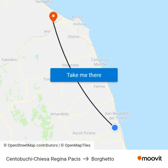 Centobuchi-Queen of Peace Church to Borghetto map