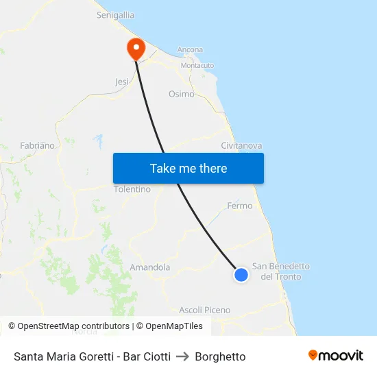 Santa Maria Goretti - Bar Ciotti to Borghetto map