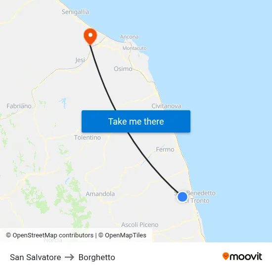 San Salvatore to Borghetto map