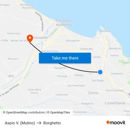 Aspio Valley (Mill) to Borghetto map