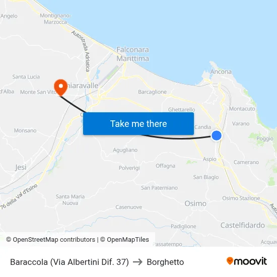 Baraccola (Albertini Street Building 37) to Borghetto map