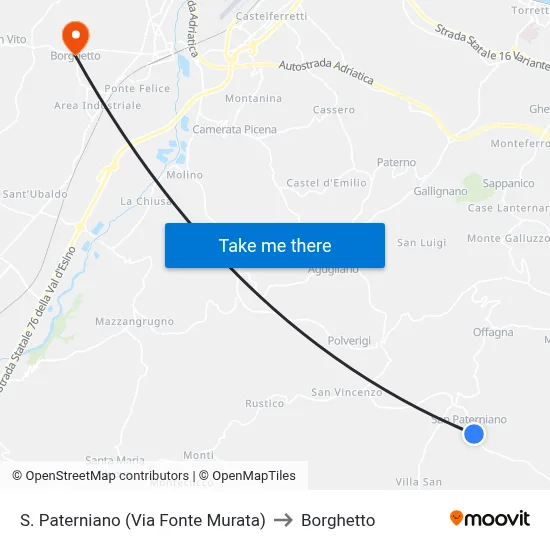 St. Paterniano (Via Fonte Murata) to Borghetto map
