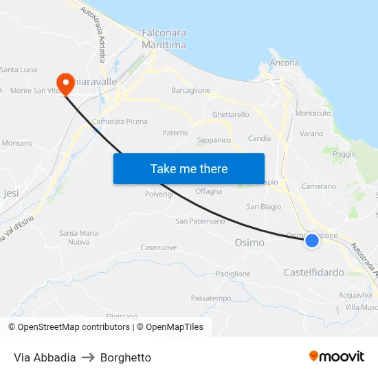 Abbadia Street to Borghetto map