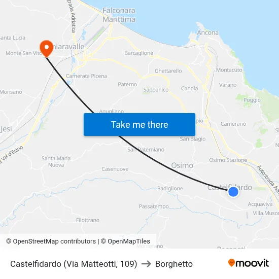 Castelfidardo (Via Matteotti, 109) to Borghetto map