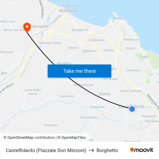 Castelfidardo (Piazzale Don Minzoni) to Borghetto map