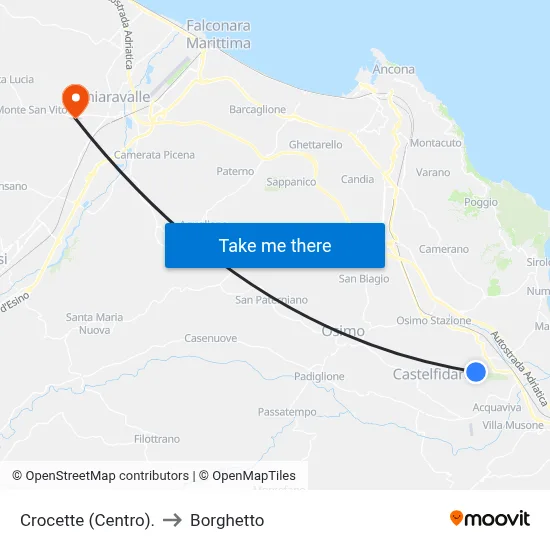 Crocette (Center) to Borghetto map