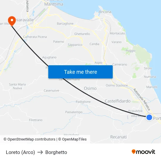 Loreto (Arch) to Borghetto map