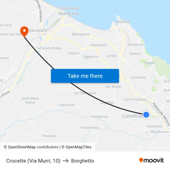 Crocette (Via Murri, 10) to Borghetto map
