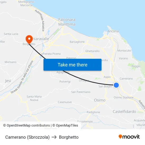 Camerano (Sbrozzola) to Borghetto map