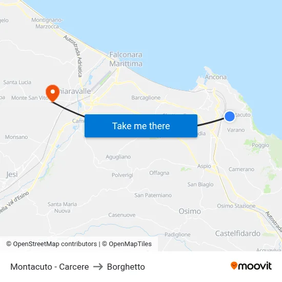 Montacuto - Prison to Borghetto map